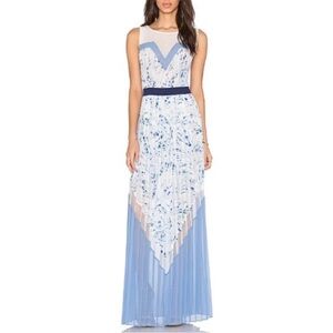 BCNG Katherine Pleated Blue and White Gown Dress- XS